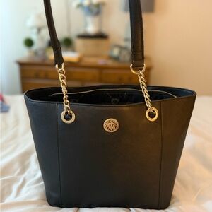 Michael Kors Black and Gold Tote Bag with Chain Straps